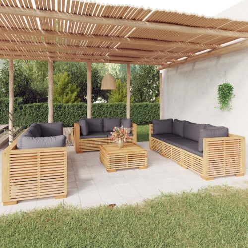 9-Piece Garden Lounge Set with Cushions Acacia Wood Timber Outdoor Patio Furniture - Image 2