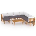 9-Piece Garden Lounge Set with Cushions Wood Timber Outdoor Patio Furniture Acacia