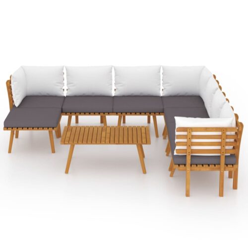 9-Piece Garden Lounge Set with Cushions Wood Timber Outdoor Patio Furniture Acacia - Image 3