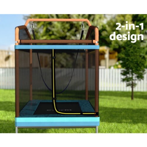 Everfit 6FT Trampoline Kids Rectangle Trampoline w/ Swing Enclosure Safety Net Orange - Image 4