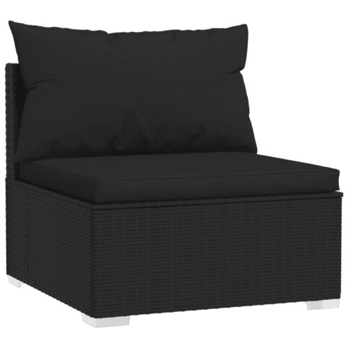10-Piece Garden Lounge Set with Cushions Poly Rattan Wicker Outdoor Patio Furniture Black - Image 5