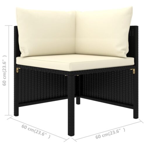 10-Piece Garden Lounge Set with Cushions Poly Rattan Wicker Outdoor Patio Furniture Black - Image 9