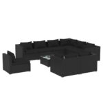 10-Piece Garden Lounge Set with Cushions Poly Rattan Wicker Outdoor Patio Furniture Black