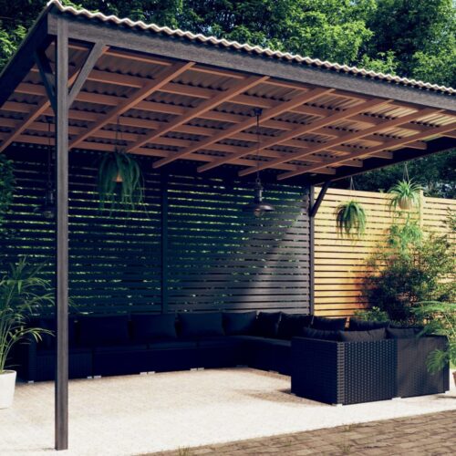 10-Piece Garden Lounge Set with Cushions Poly Rattan Wicker Outdoor Patio Furniture Black - Image 9