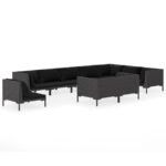 10-Piece Garden Lounge Set with Cushions Poly Rattan Wicker Outdoor Patio Furniture Dark Grey