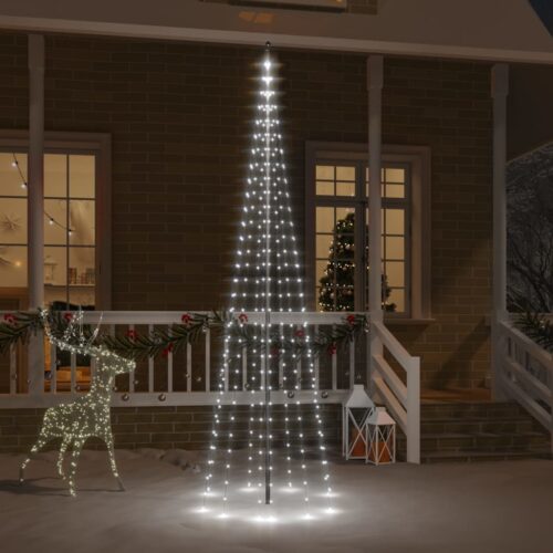 Christmas Tree on Flagpole Cold white 310 LEDs 300cm