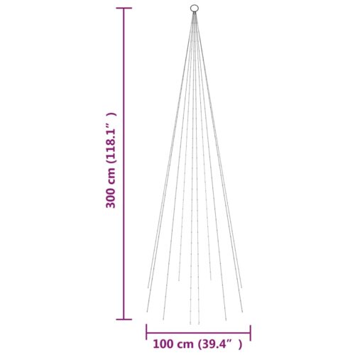 Christmas Tree on Flagpole Cold white 310 LEDs 300cm - Image 11