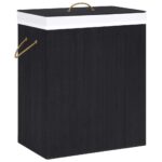 100L Bamboo Hamper Laundry Basket Large Clothes Box Storage Organiser Black