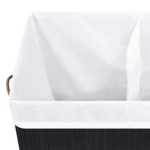 100L Bamboo Hamper Laundry Basket Large Clothes Box Storage Organiser Black - Image 7