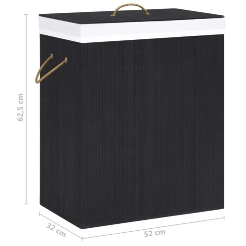 100L Bamboo Hamper Laundry Basket Large Clothes Box Storage Organiser Black - Image 9