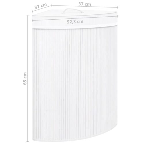 60L Bamboo Hamper Corner Large Clothes Box Storage Organiser White - Image 8
