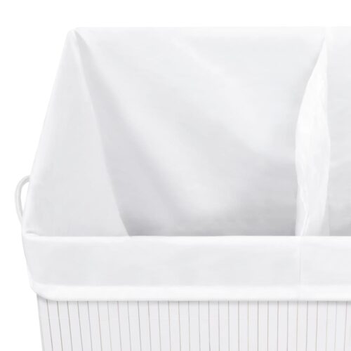100L Bamboo Hamper Laundry Basket Large Clothes Box Storage Organiser White - Image 7