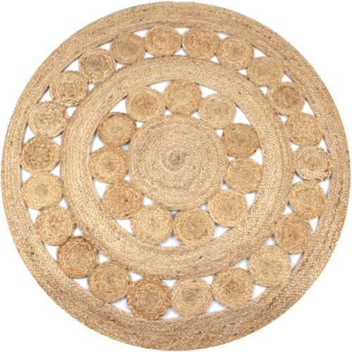 Area Rug Braided Design Jute 120cm Round