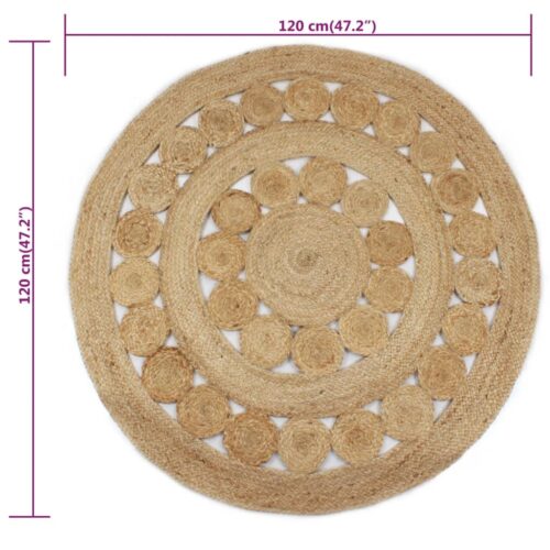 Area Rug Braided Design Jute 120cm Round - Image 6