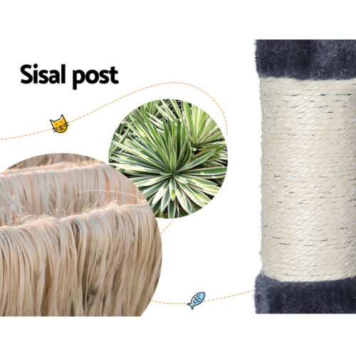 i.Pet Cat Tree Tower Scratching Post Scratcher 138cm Trees Condo House Grey - Image 6