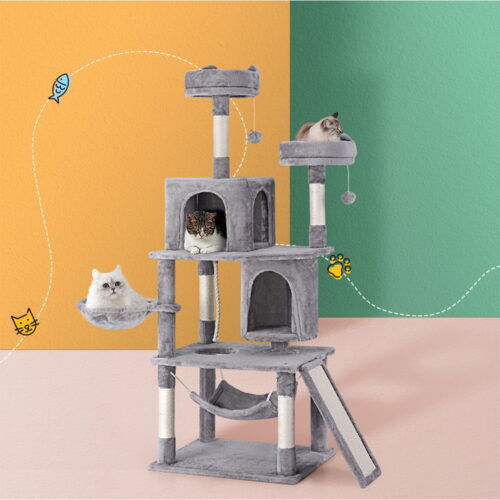 i.Pet Cat Tree Tower Scratching Post Scratcher 161cm Condo House Trees Grey - Image 7