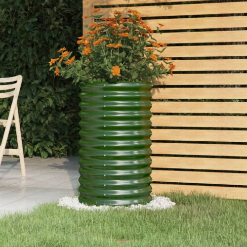 Garden Planter Powder-coated Steel 40x40x68cm Green - Image 5