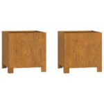 Planters with Legs 2pcs Rusty 32x30x33cm Corten Steel