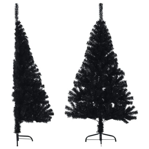 Artificial Half Christmas Tree with Stand Black 150cm PVC