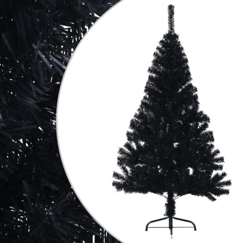 Artificial Half Christmas Tree with Stand Black 150cm PVC - Image 2