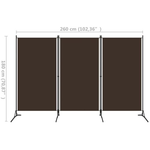 3-Panel Room Divider Brown 260x180cm Fabric - Image 5