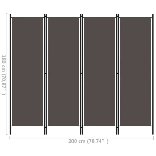 4-Panel Room Divider Anthracite 200x180cm - Image 6
