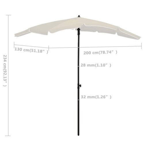 Garden Parasol with Pole 200x130cm Sand - Image 6