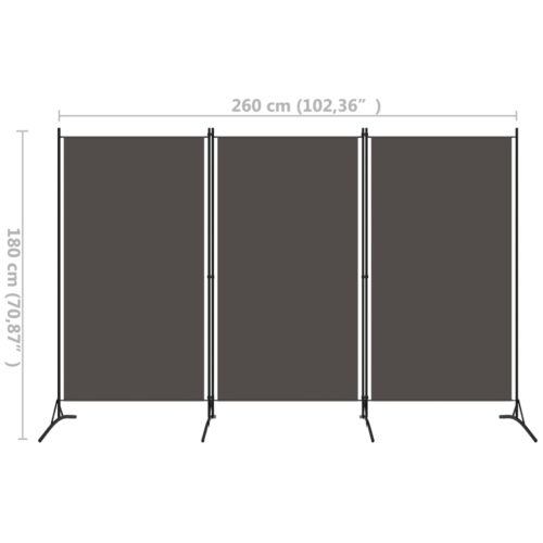 3-Panel Room Divider Anthracite 260x180cm - Image 5