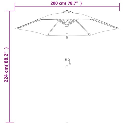Parasol Taupe 200x224cm Aluminium - Image 8