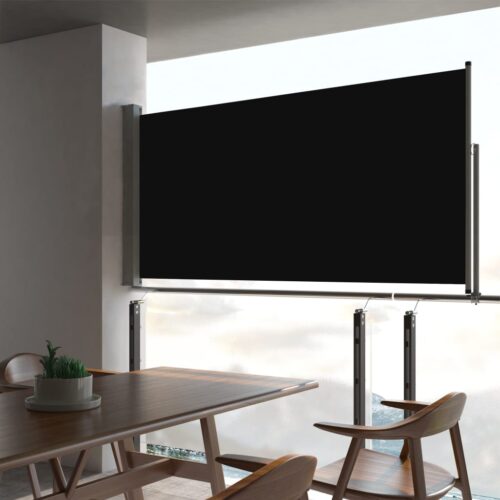 Patio Retractable Side Awning 80x300cm Black