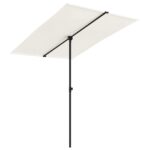 Outdoor Parasol with Aluminium Pole 2x1.5m Sand White