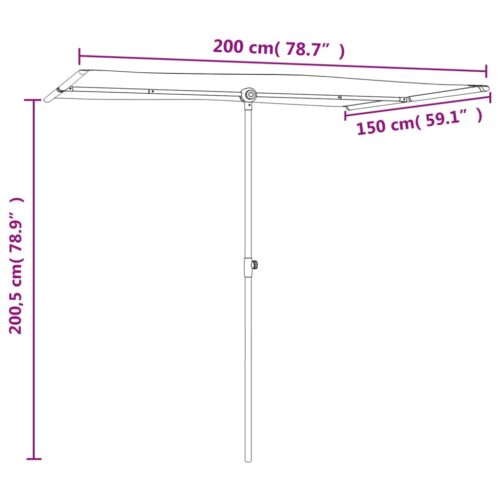 Outdoor Parasol with Aluminium Pole 2x1.5m Sand White - Image 11