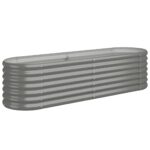 Garden Raised Bed Powder-Coated Steel 152x40x36cm Grey