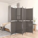 4-Panel Room Divider Anthracite 200x200cm Fabric
