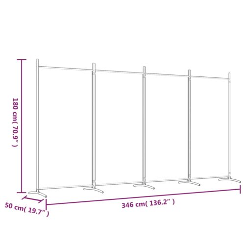 4-Panel Room Divider Black 346x180cm Fabric - Image 8