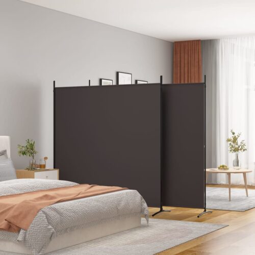 3-Panel Room Divider Brown 525x180cm Fabric