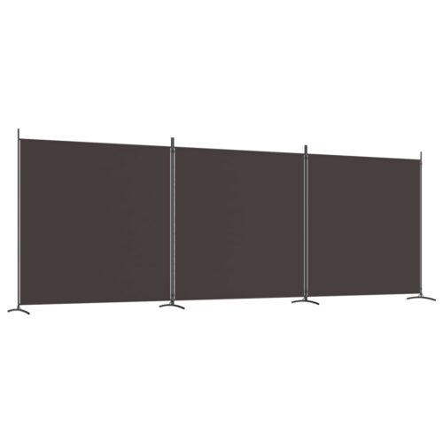 3-Panel Room Divider Brown 525x180cm Fabric - Image 2