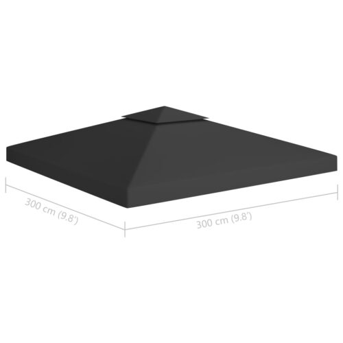 2-Tier Gazebo Top Cover 310 g/m² 3x3m Black - Image 2