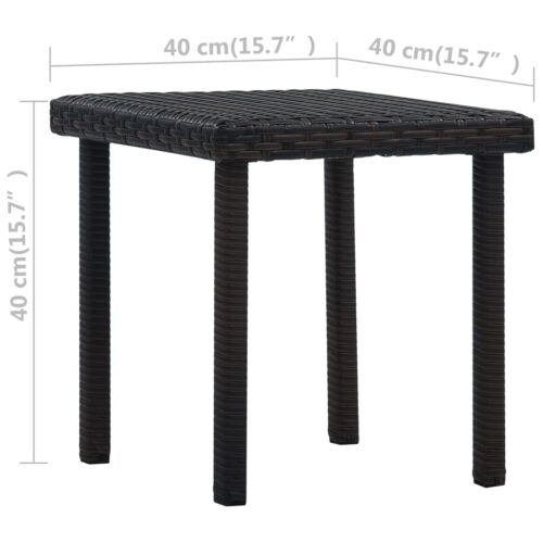 Garden Tea Table Brown 40x40x40cm Poly Rattan - Image 4