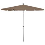 Garden Parasol with Pole 210x140cm Taupe