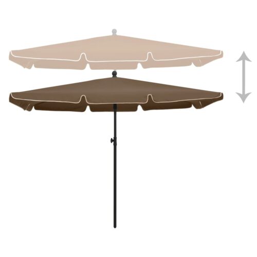 Garden Parasol with Pole 210x140cm Taupe - Image 3