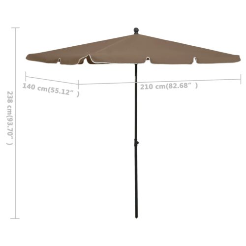 Garden Parasol with Pole 210x140cm Taupe - Image 6