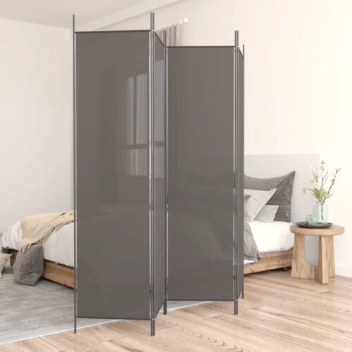 4-Panel Room Divider Anthracite 200x220cm Fabric - Image 9