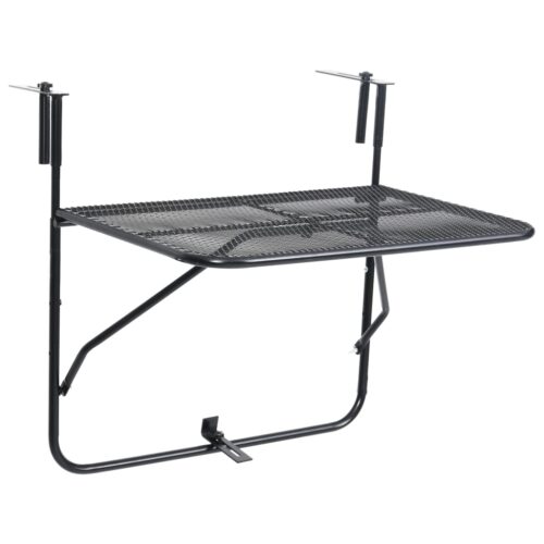 Balcony Table Black 60x40cm Steel
