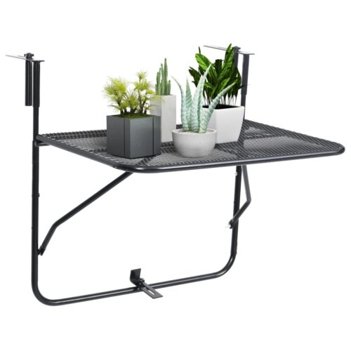 Balcony Table Black 60x40cm Steel - Image 3