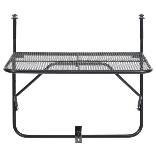 Balcony Table Black 60x40cm Steel - Image 4