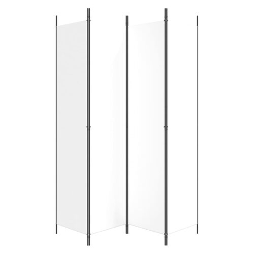 4-Panel Room Divider White 200x220cm Fabric - Image 4