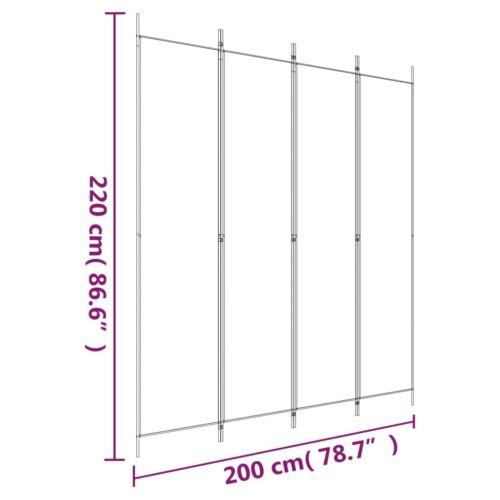 4-Panel Room Divider White 200x220cm Fabric - Image 8