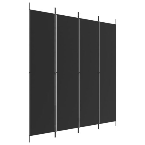 4-Panel Room Divider Black 200x220cm Fabric - Image 2