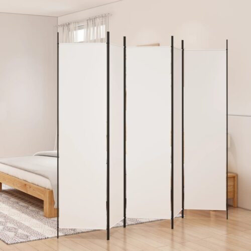 5-Panel Room Divider White 250x200cm Fabric